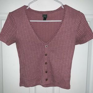 Pink ribbed crop top